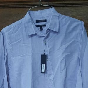 Banana Republic Untucked Slim Fit Linen-Cotton Long Sleeve Lavender Medium